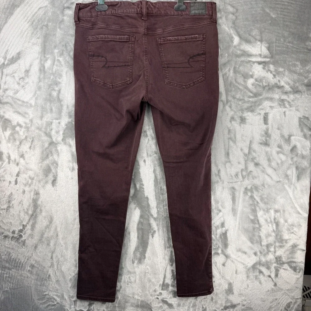 American Eagle Super Stretch X Jegging Burgundy Maroon Skinny Jean WMNS 14 Long